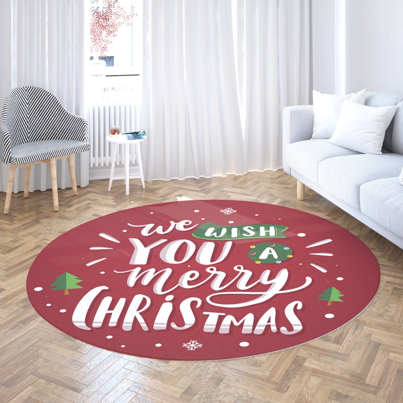 Christmas Carpet Round Winter, Home Doormat Kitchen, Mat Hall Rug Baby Gym Activity, New Year Gift, Christmas Round Rug Carpet