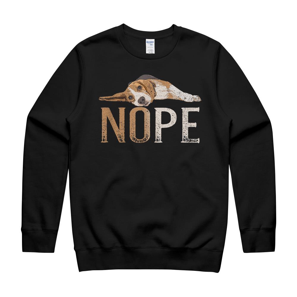 Nope Lazy Beagle T-Shirt Dog Puppy Pet Animal Fur Paw Tee Crewneck Sweatshirt