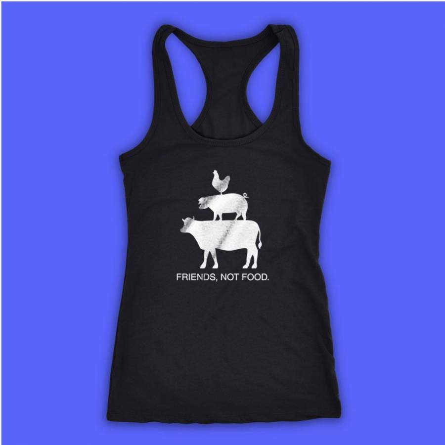 Vegetarian Farm Animal Friends Not Food Vegan Cow Pig Chicken Py 2 Women’S Tank Top Racerback