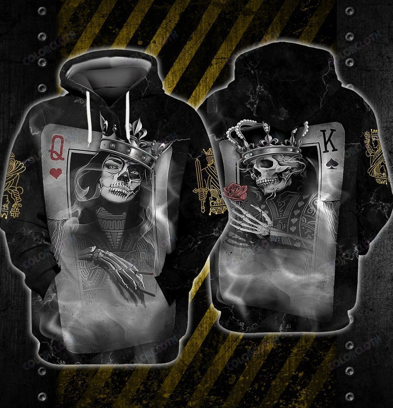 King And Queen – Skull 3D Full Print Hoodie Tv058027