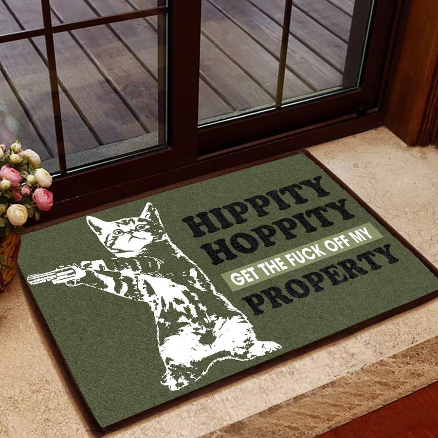 Cat lovers Doormat, Hippity Hoppity Get Off Our Property