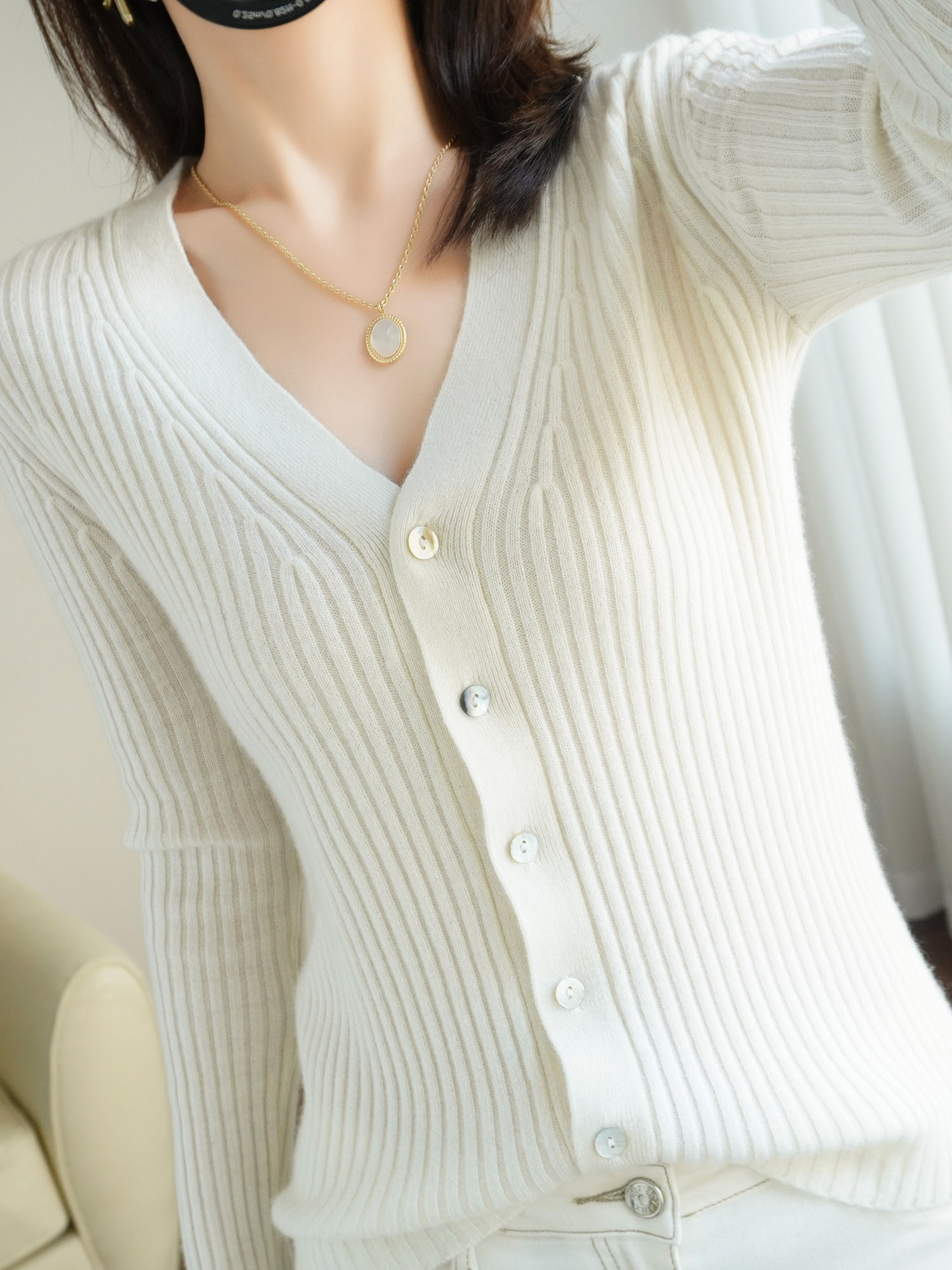 2022 Spring And Autumn Core Spun Yarn Wool Knitted Cardigan Draw Strip V-Neck All-Match Fashion Small Sweater Jacket Top Women alx