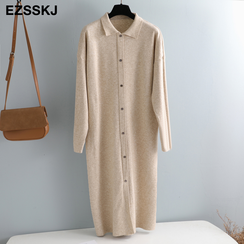 straight autumn winter loose long sweater dress women split side long oversize maix sweater dress female basic dress alx