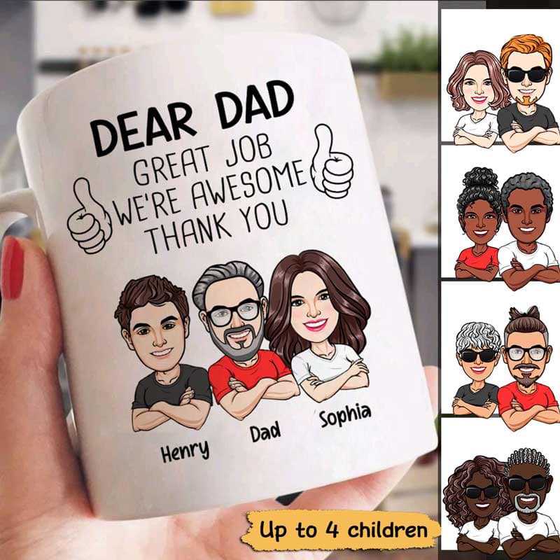 Dear Dad We‘Re Awesome Caricature Style Personalized Mug