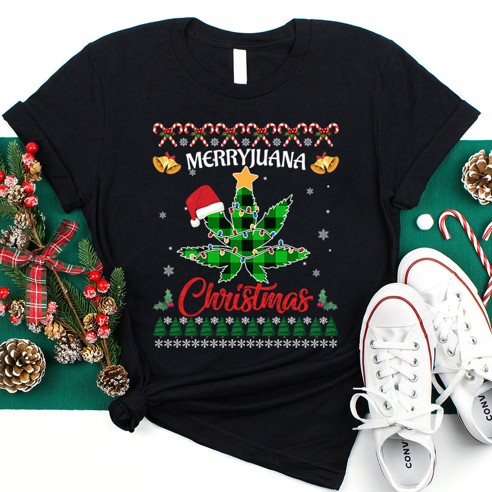 Merryjuana Weed Leaf Funny Christmas Pajama X-Mas T Shirt