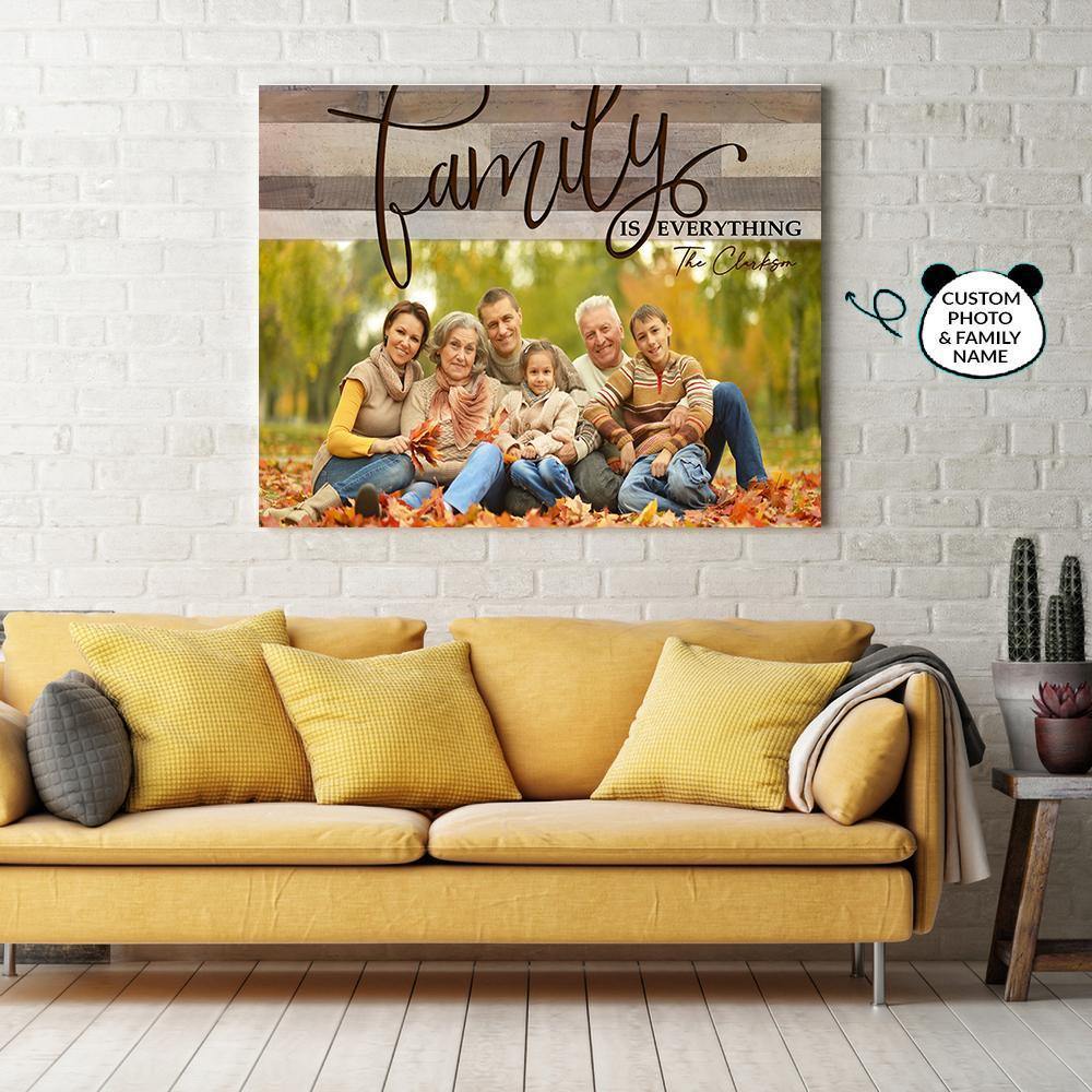 [Personalized Photo] Family Is Everything – Gift For Family, Lovely Gift, Gift For Home Decor – Horizontal Canvas Matte Canvas Wall Art