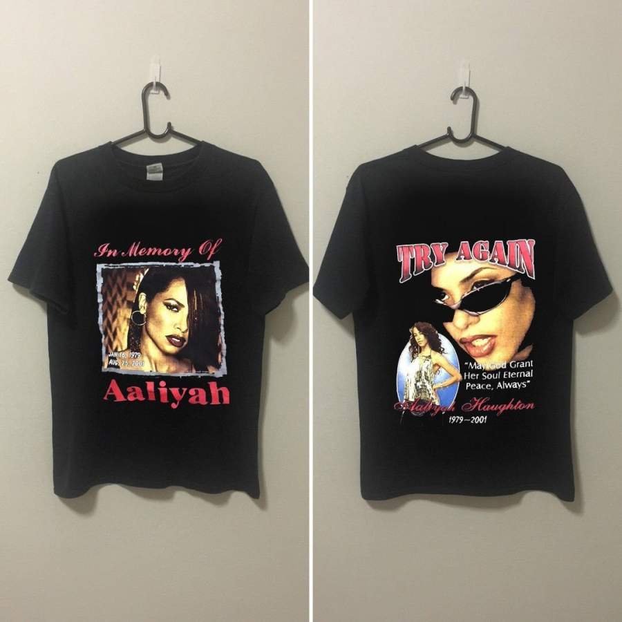 Vintage Rare!! Aaliyah Memorial Most Wanted R&b,, Shirt Gildan Top Reprint Tee