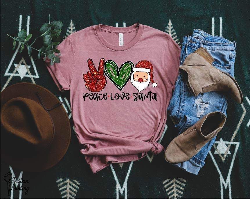 Peace Love Santa Christmas Shirt,Christmas Shirt,Christmas Funny Shirt,Christmas Family Shirt,Christmas Gift,Merry Christmas Shirt,Holiday