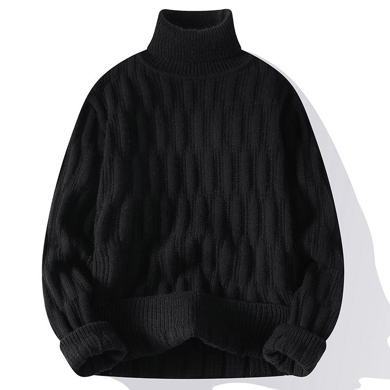 Autumn Winter Men’s Turtleneck Sweaters Fashion Jacquard Knitted Pullovers Men Casual Knitting Solid Color Turtleneck Sweater alx