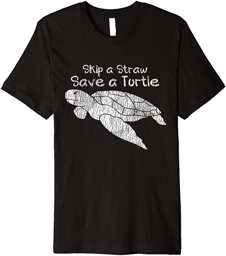 Retro Vintage Save The Turtles Skip The Straw Sea Animal Premium T-Shirt