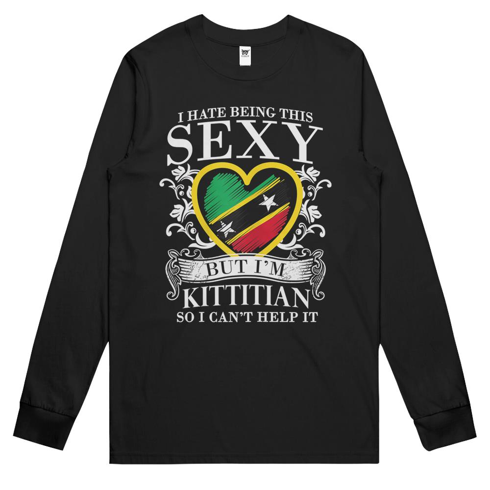 Womens Cute I Heart St Kitts And Nevis Flag Sexy Long Sleeve T Shirts