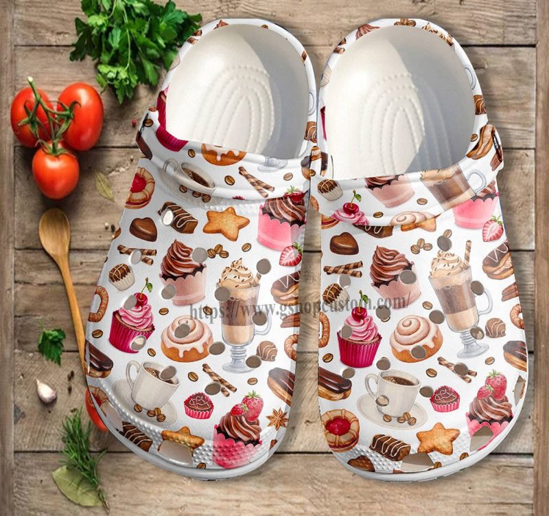 Coffee Cake Milk Tea Party Shoes Gift Sweet Lover Girl – Kitchen Cake Baking Shoes Croc Clogs Mother Day Gift