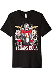 Vegans Rock Funny Vegan Cute Animal Band Retro Metal Gift Premium T-Shirt