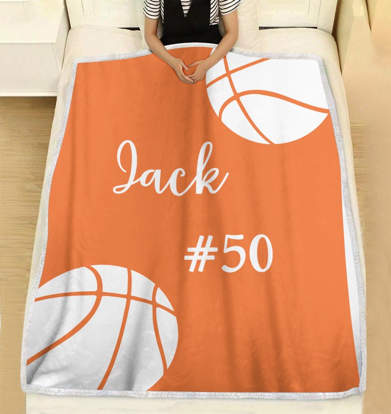 Personalized Custom Basketball Blanket, Gift For Basketball Lovers With Custom Name