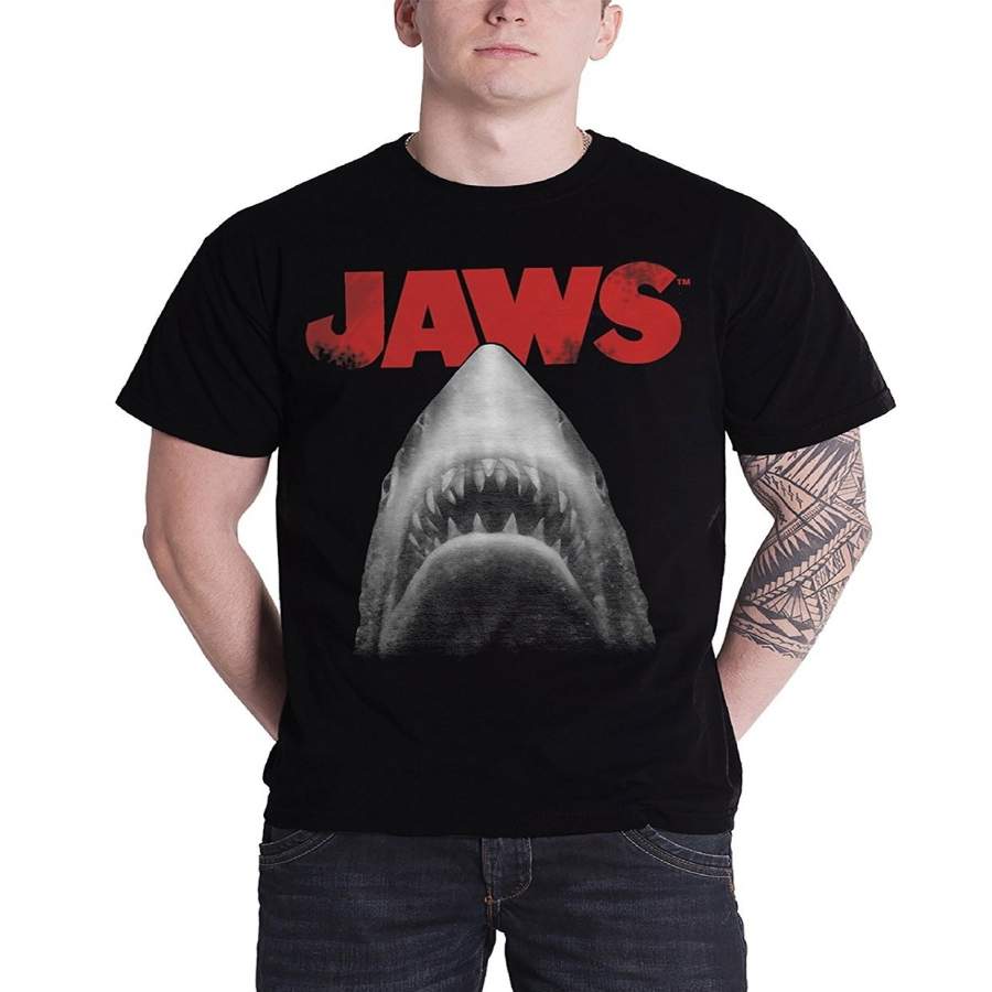 Men Summer T-shirt Licensed Merchandise Jaws Poster T-Shirt Fashion Men’s Casual T-shirt