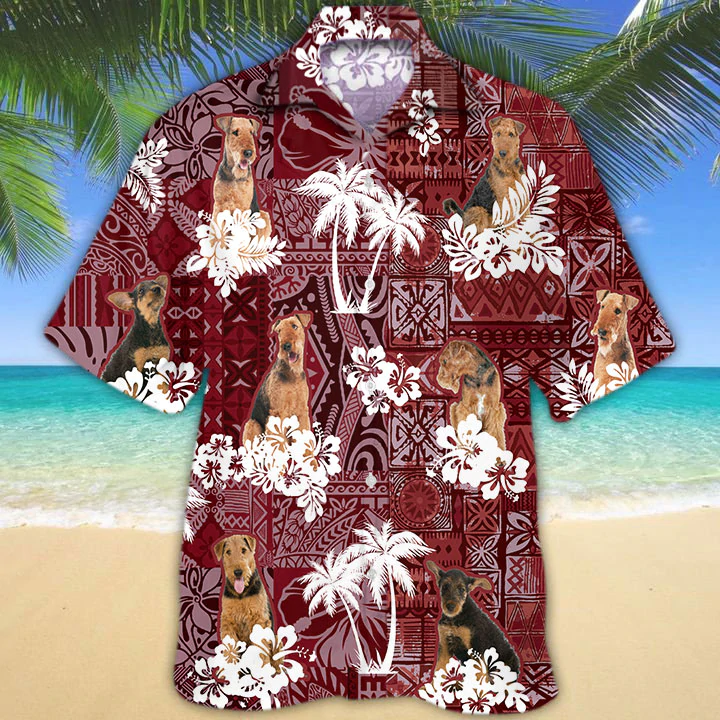 Airedale Terrier Hawaii Tropical Gift For Funny Hawaii Shirts Ha71616