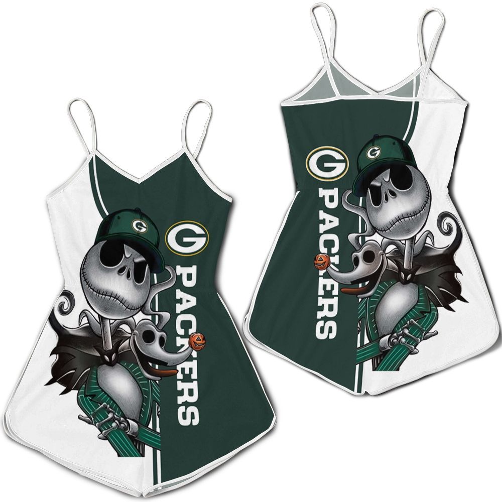 Green Bay Packers Jack Skellington And Zero 3D Romper