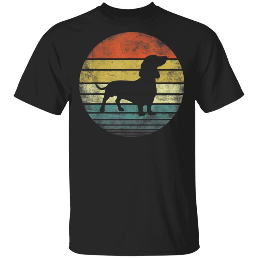 Dachshund Lover Owner Gifts Retro Sunset Dog Silhouette Dad TShirt