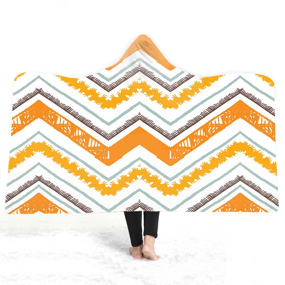 Winter Warm Heating Cashmere Hooded Blanket Adult Children Shawl Nap Warm House Scarf Geometric Stripe Printed Cape Blanket alx