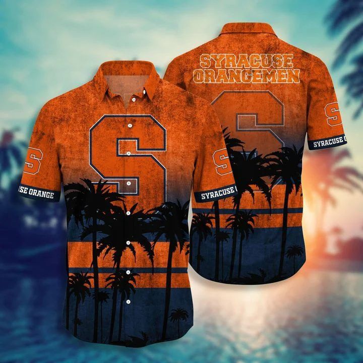 NCCA Syracuse Orange Tropical Coconut Tree Hawaiian Shirt