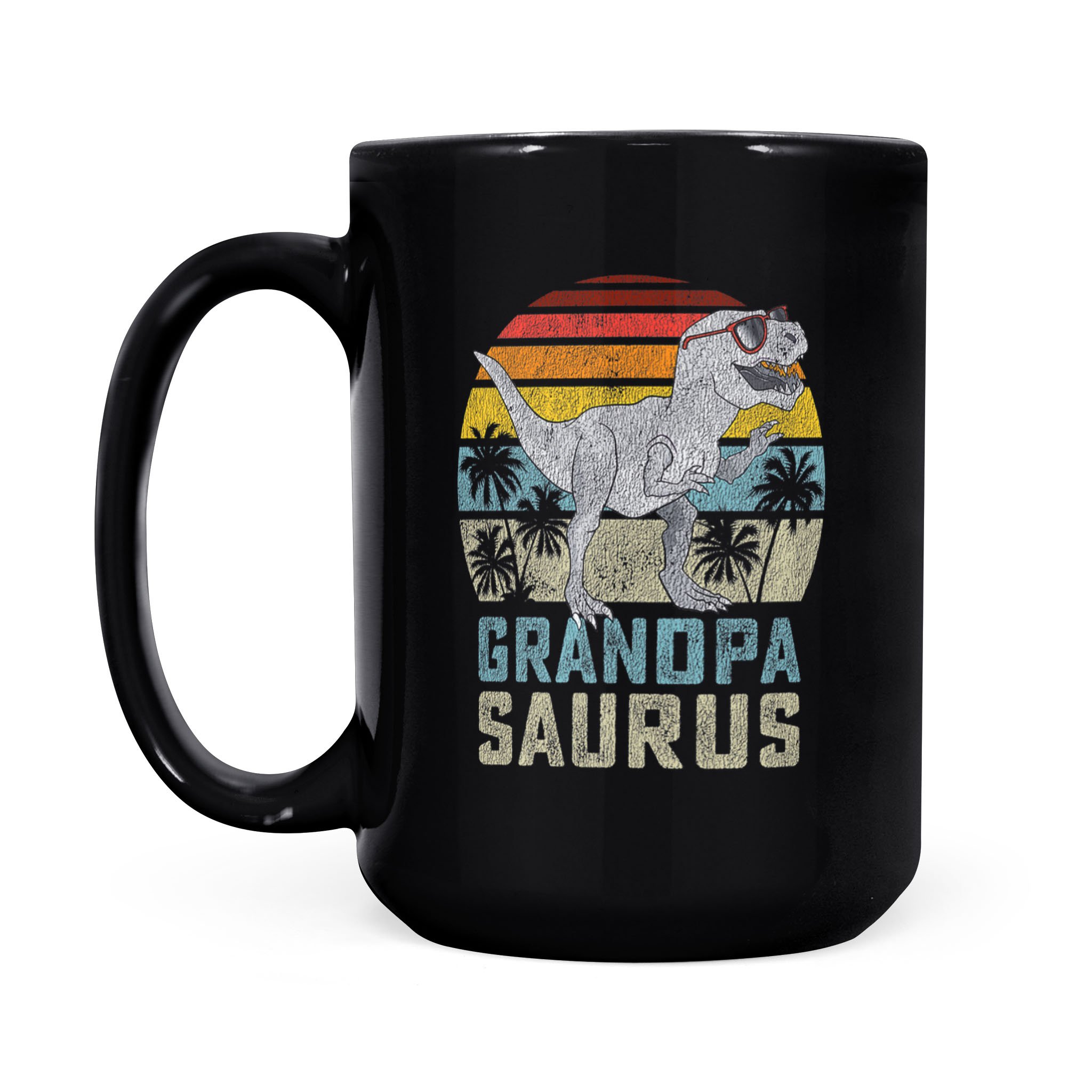 Grandpasaurus T-Rex Dinosaur Grandpa Saurus Family Matching Mug – Black Mug