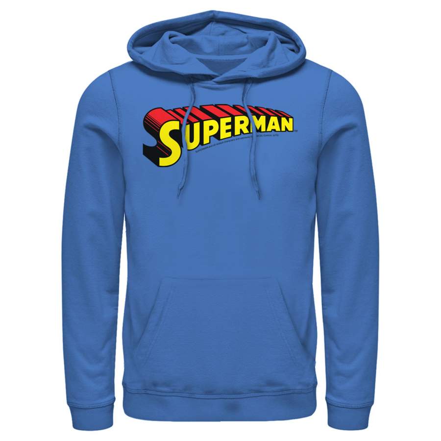 Superman Men’s Classic Text Logo  Lightweight Hoodie