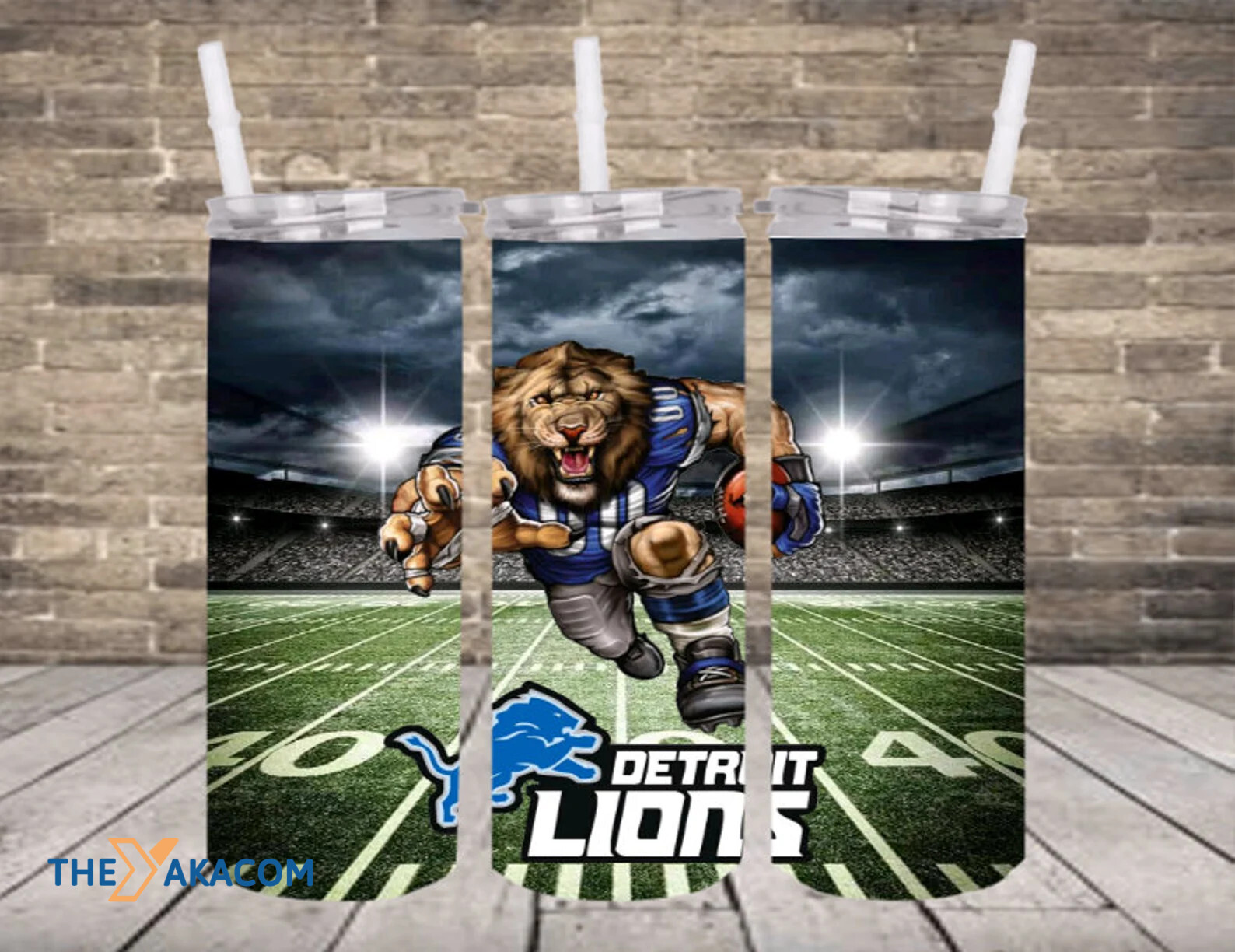 Strong Player Competing On The Stadium Detroit Lions Tumbler