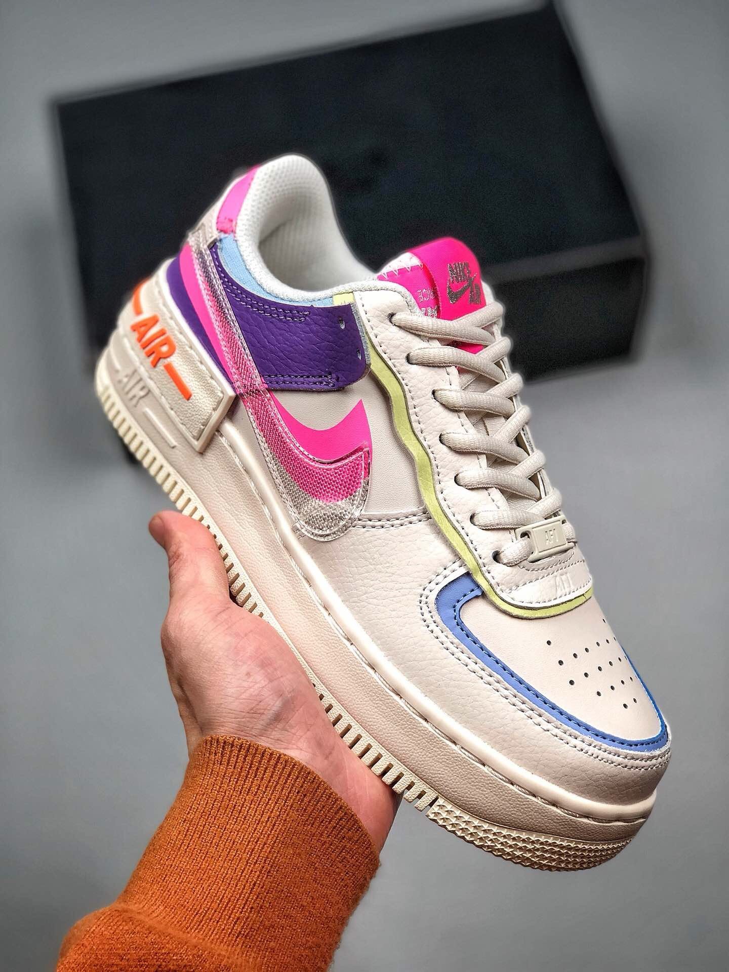 Nike Air Force 1 Shadow Transparent Swoosh Sail Pink Purple 5340736