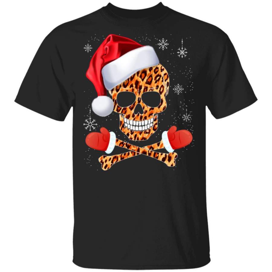 Skull Santa Hat Leopard Plaid Funny Christmas shirts