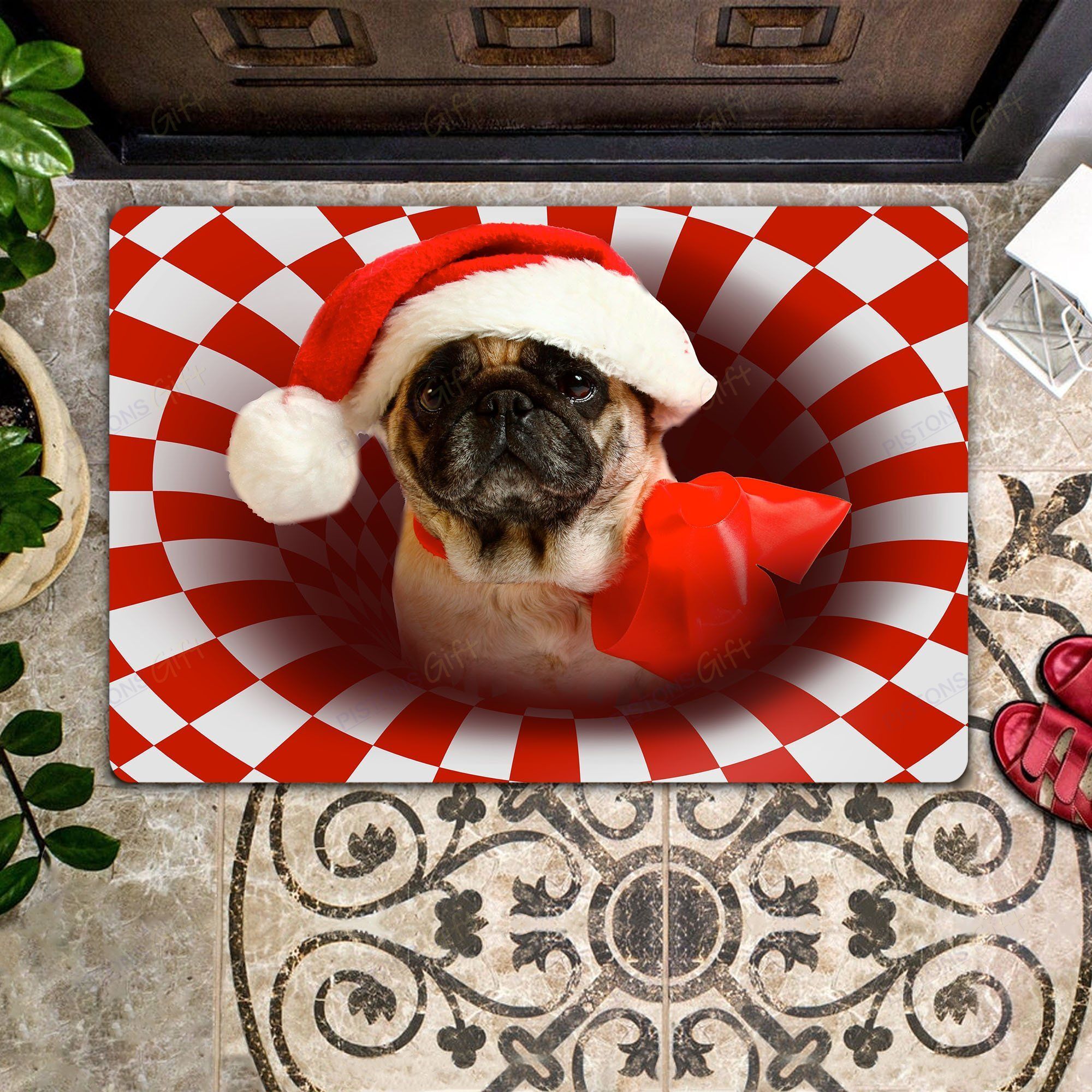 Pug Christmas All Over Printing Doormat