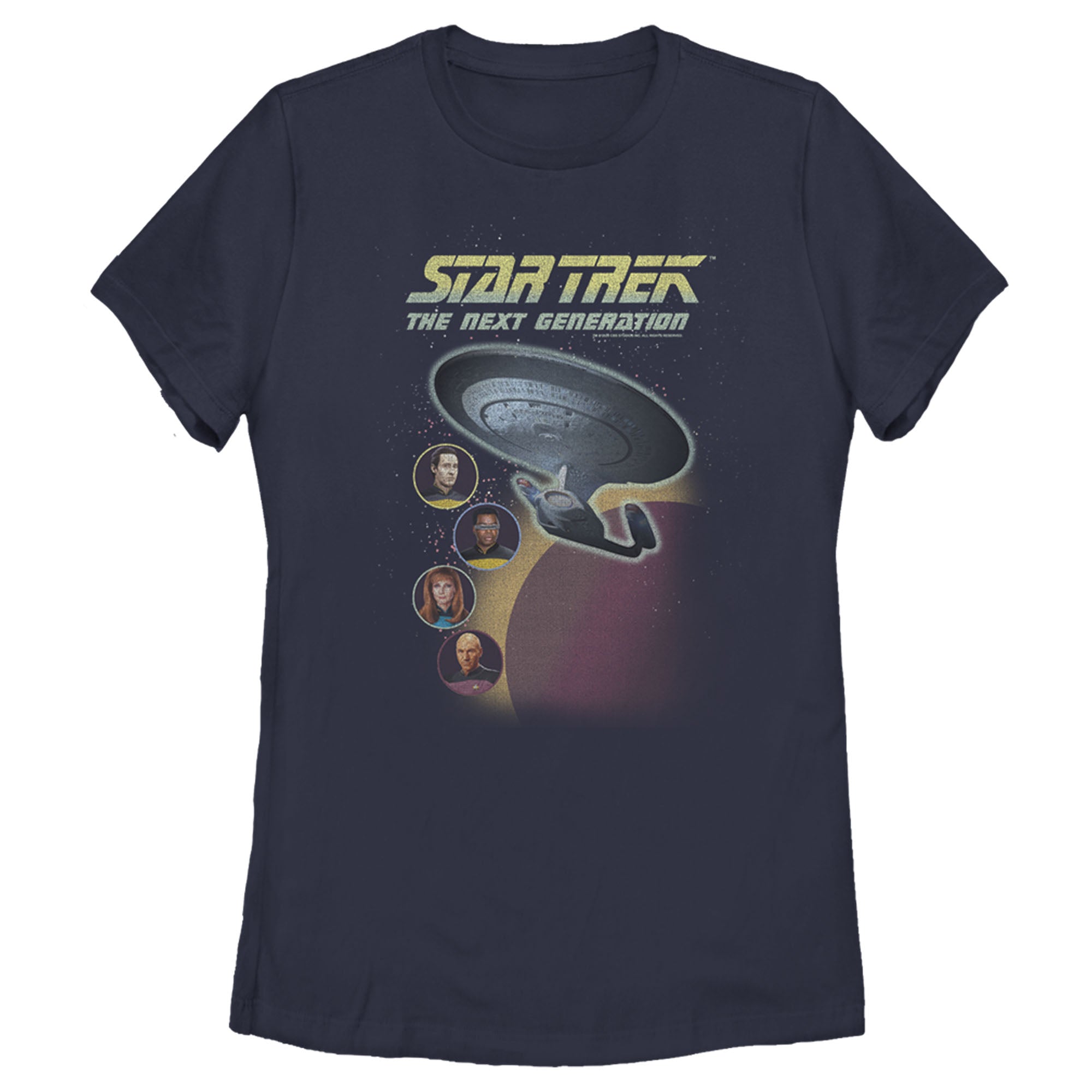 Women’S Star Trek: The Next Generation Enterprise With Captain And Crew Portraits T-Shirt