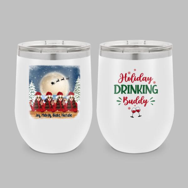 Personalized Wine Tumbler, Up To 4 Girls, It’S The Most Wonderful Wine Of The Year, Christmas Theme, Christmas Gift For Friends, Sisters