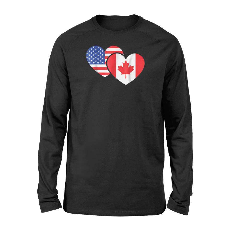 Friendship I Love Canada American Heart Cool Long Sleeve T-Shirt