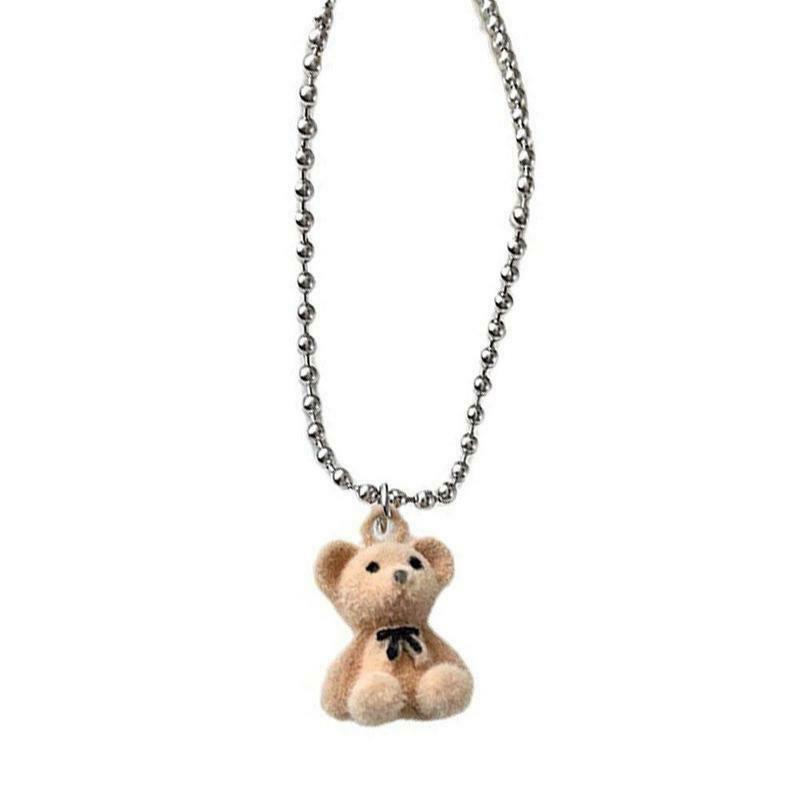 1PC Cartoon Bear Pendant Necklaces Sweet Girls Lovely Bears Animal Charm Pendant Sweater Chain Alloy Necklace Jewelry Gifts alx