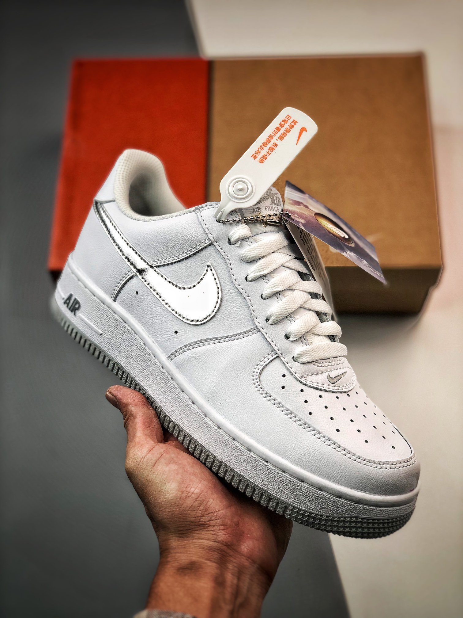 Nike Air Force 1 Low Color of the Month Silver Swooshes DZ6755-100 5340336