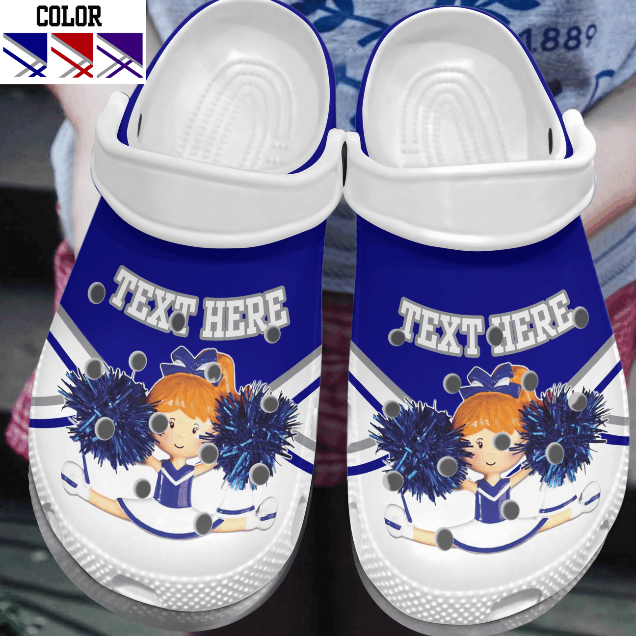 Cheerleader Personalized Clog, Custom Name, Text, Color, Number Fashion Style For Women, Men, Kid, Print 3D Little Girl