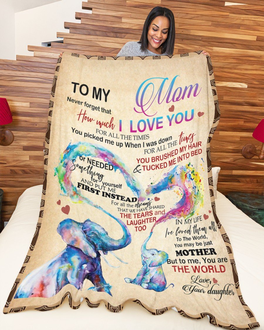 How Much I Love You, Elephant Fleece Blanket – Quilt Blanket, Mother’S Day Gift From Daughter To Mom, Best Mother’S Day Gift Ideas, Home Decor Bedding Couch Sofa Soft And Comfy Cozy