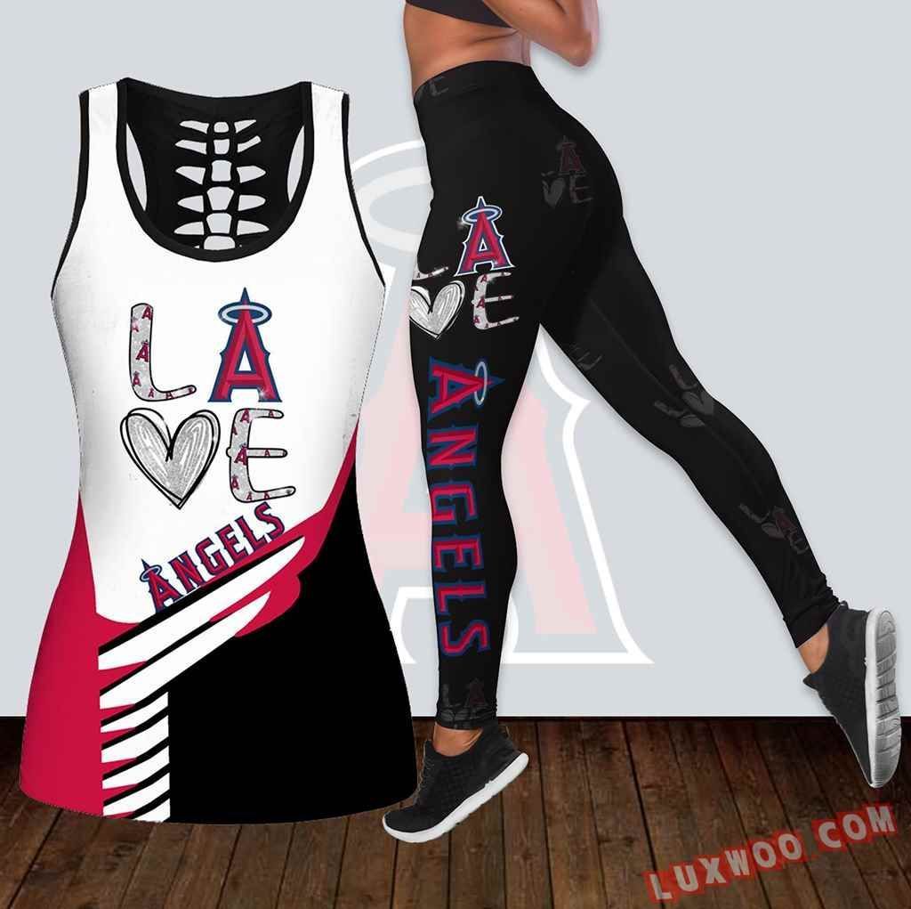 Combo Los Angeles Angels Love Hollow Tanktop Legging Set Outfit K1834