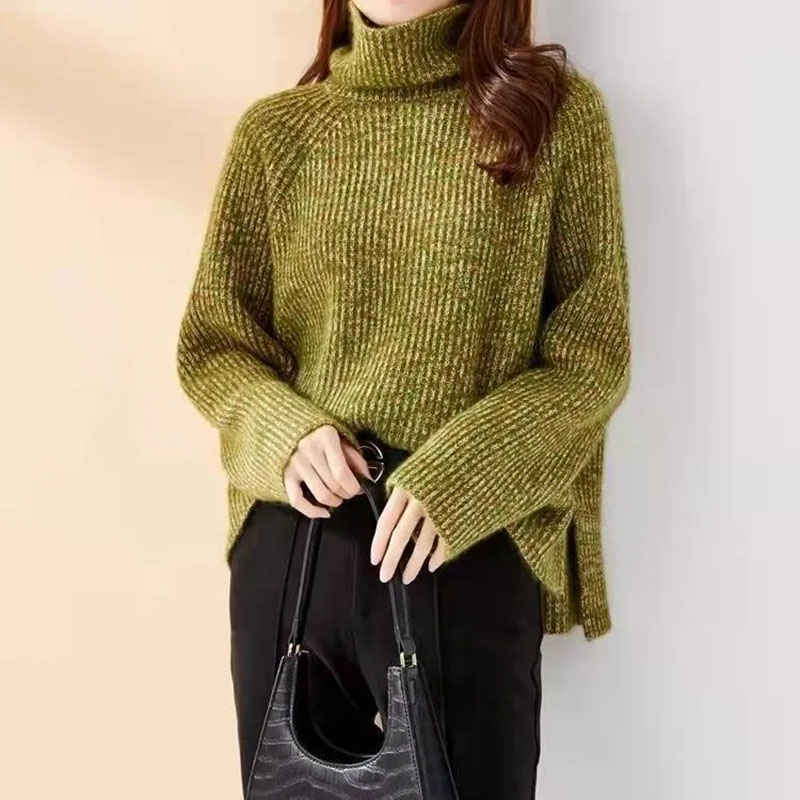 Women’s Turtleneck Bottoming Sweaters Fall Winter Warm Thick Long Sleeve Knitted Pullover Korean Casual Loose Oversized 4xl Tops alx