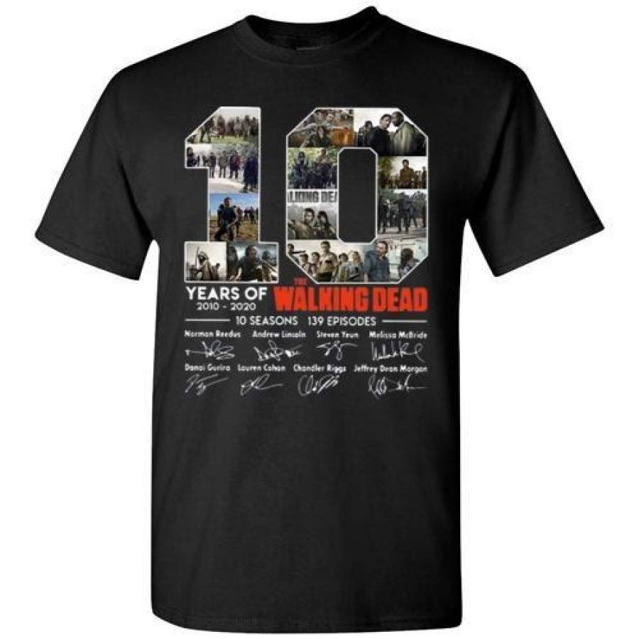 10 Years Of The Walking Dead 2010 2020 Signatures Black T-Shirt