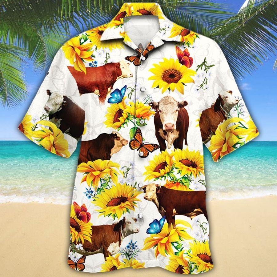 Men Hereford Cattle Hawaiian Shirt Cow For Women Ha53319