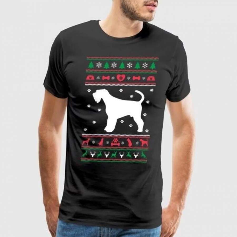 Ugly Sweater Christmas Airedale Dog Men’S Premium T-Shirt