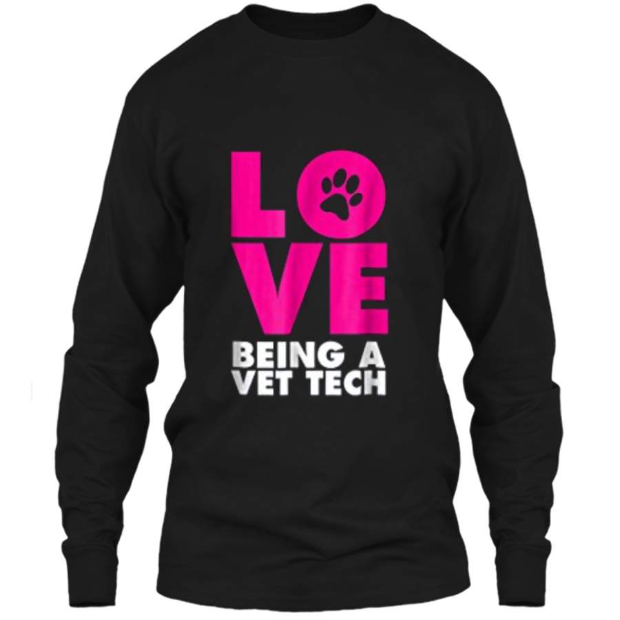 Animal Lovers Paw Print Vet Tech T-Shirt LS Ultra Cotton Tshirt