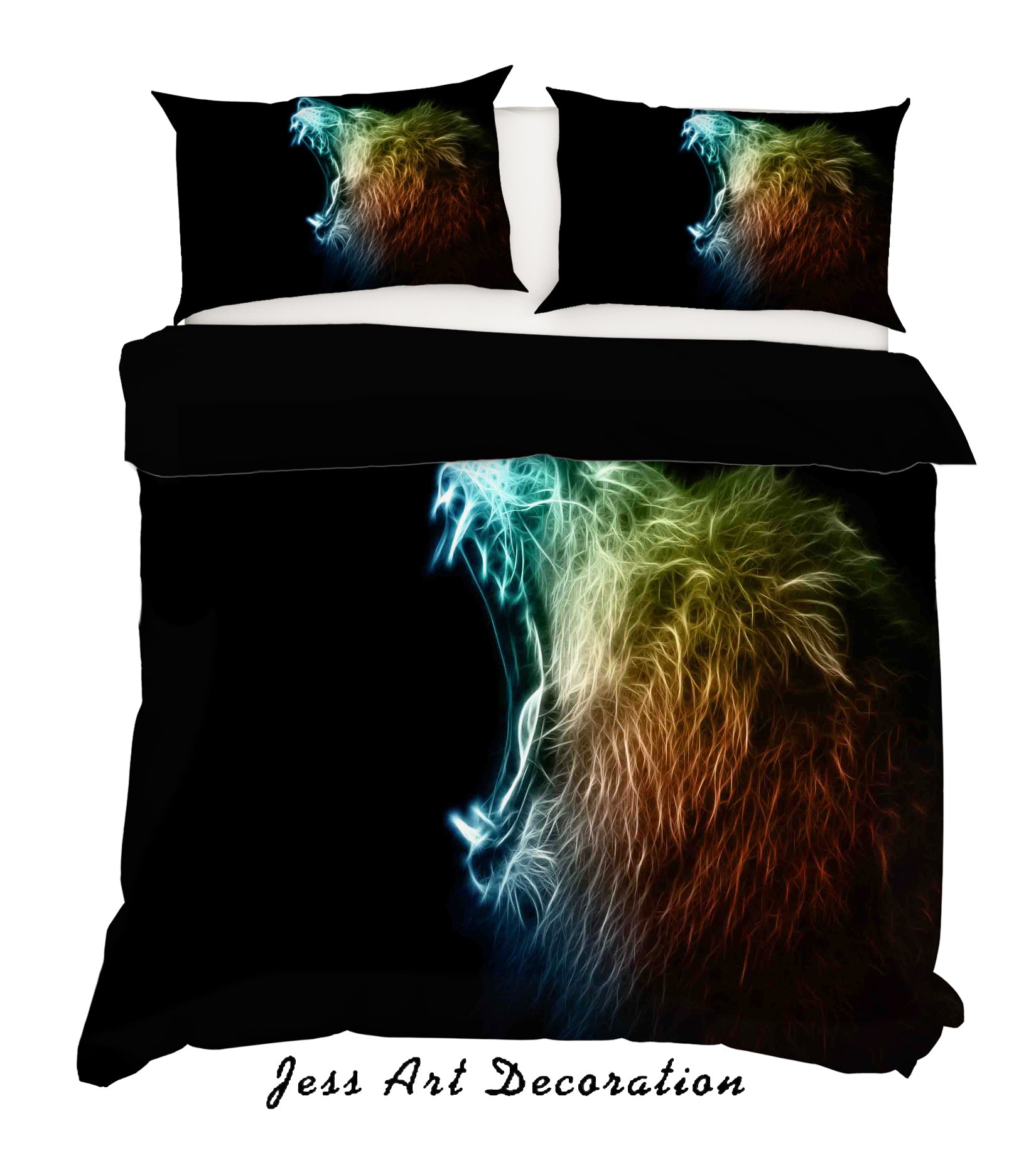 3D Colorful Lion Animal Black Quilt Cover Set Bedding Set Duvet Cover Pillowcases Lxl