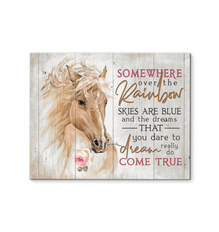 Canvas – Horse – Somewhere Over The Rainbow Gift For Family, Wall Art Decor, Canvas Print, Home Decor