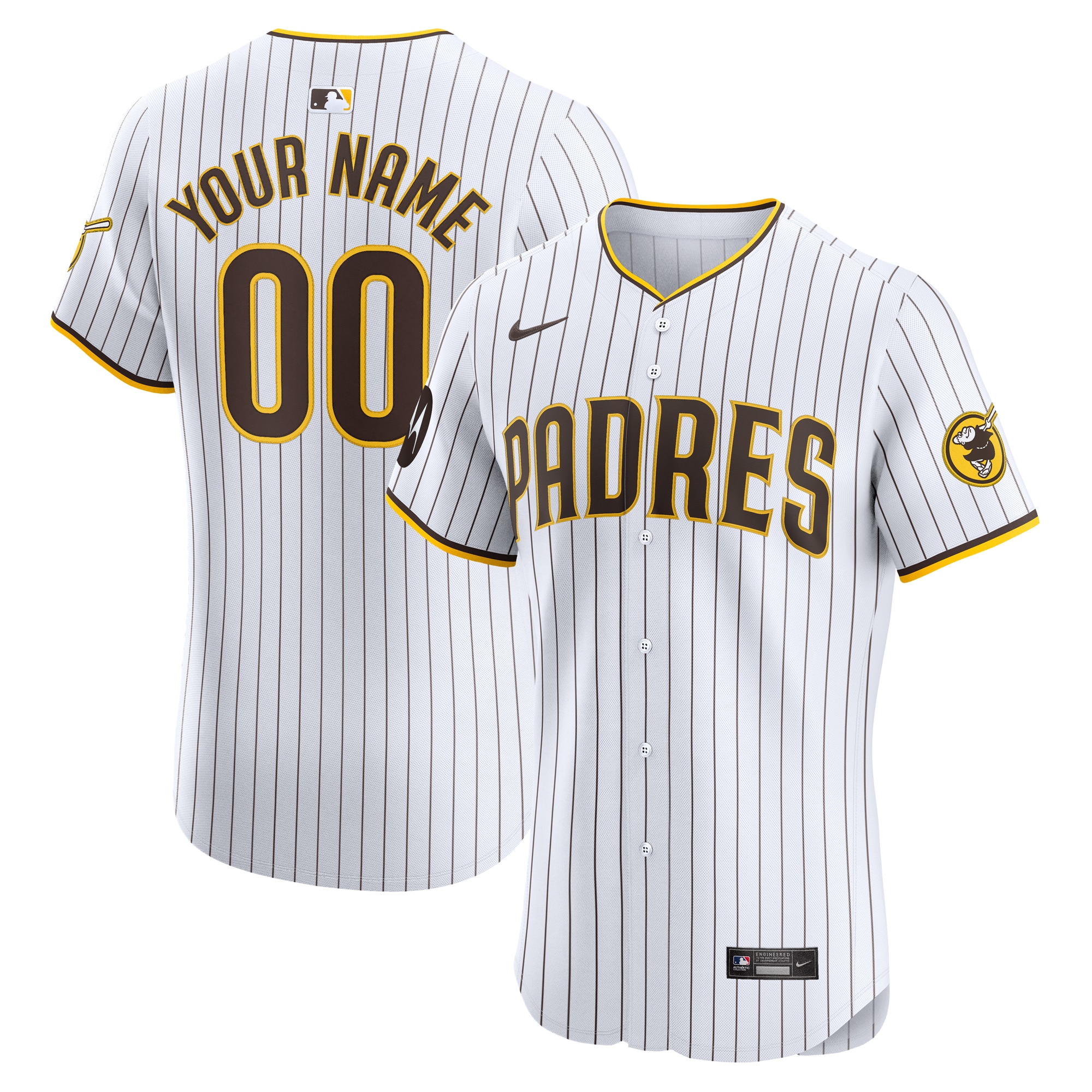 San Diego Padres Home Elite Custom Patch Jersey – White