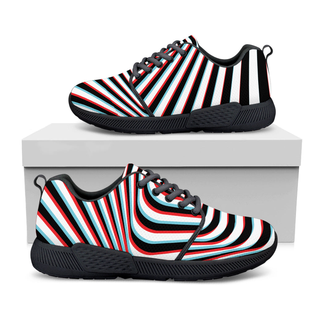 Anaglyph Optical Illusion Print Black Athletic Shoes