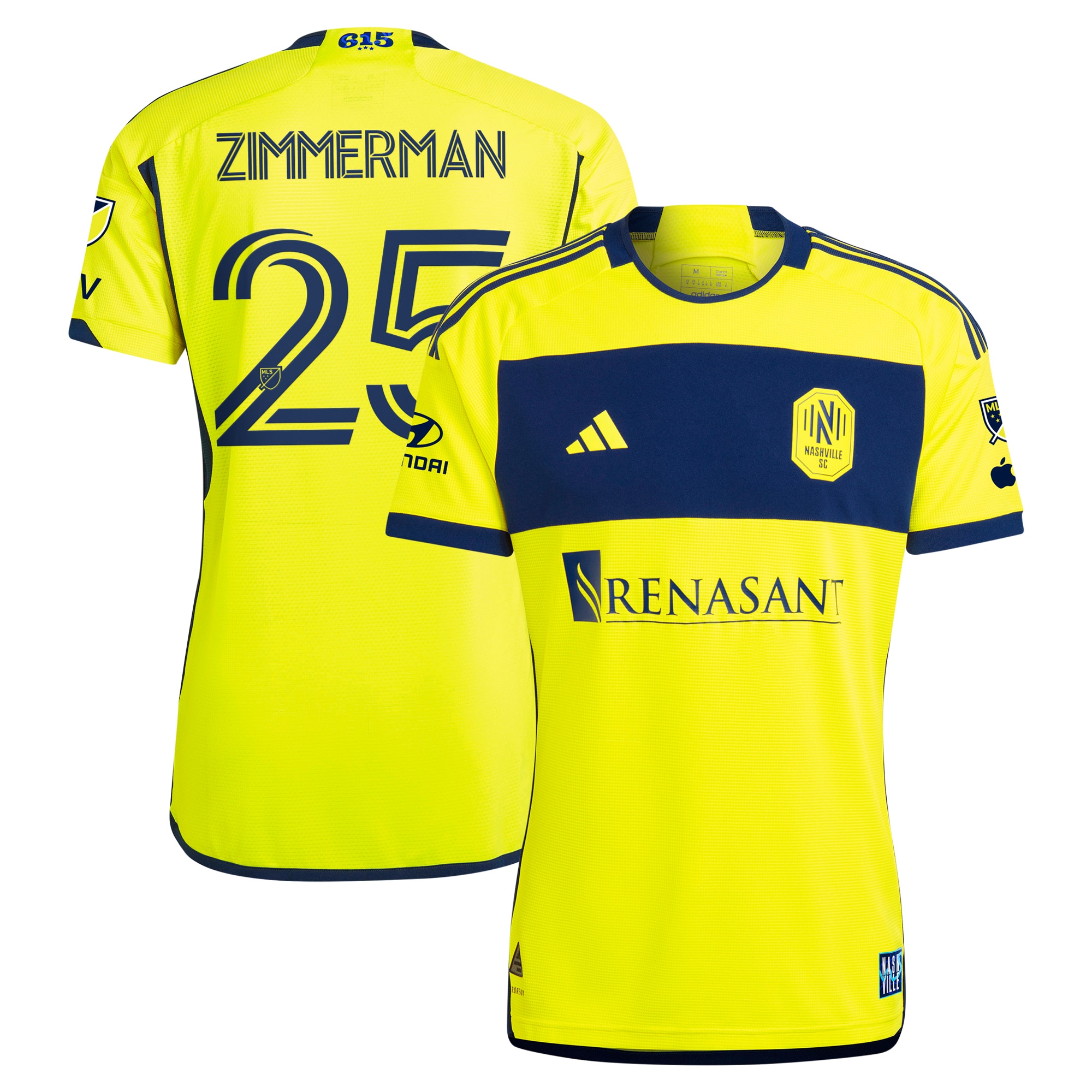 Walker Zimmerman Nashville SC 2024 The 615 Kit Authentic Player Jersey – Yellow