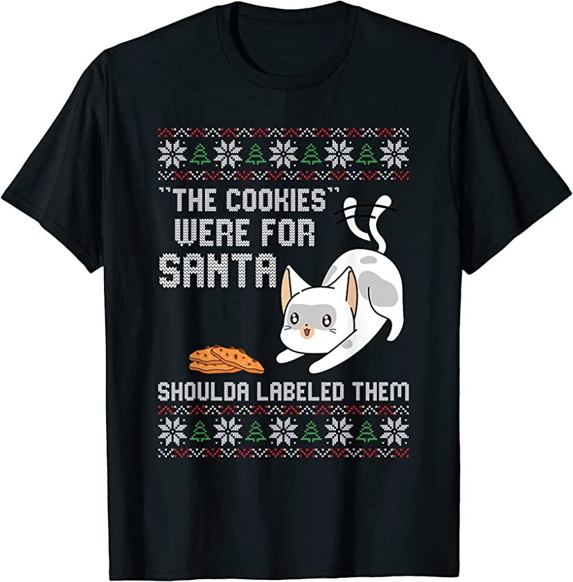 The Cookies Were For Santa Christmas Funny Cat Kitten Lover T-Shirt