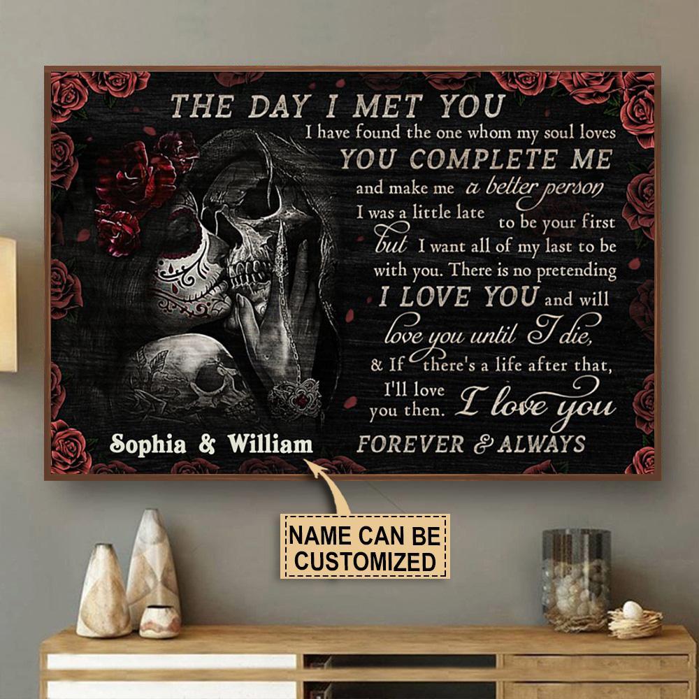 Aeticon Gifts Personalized Skull The Day I Met You Canvas Mom Dad Gift Home Decor